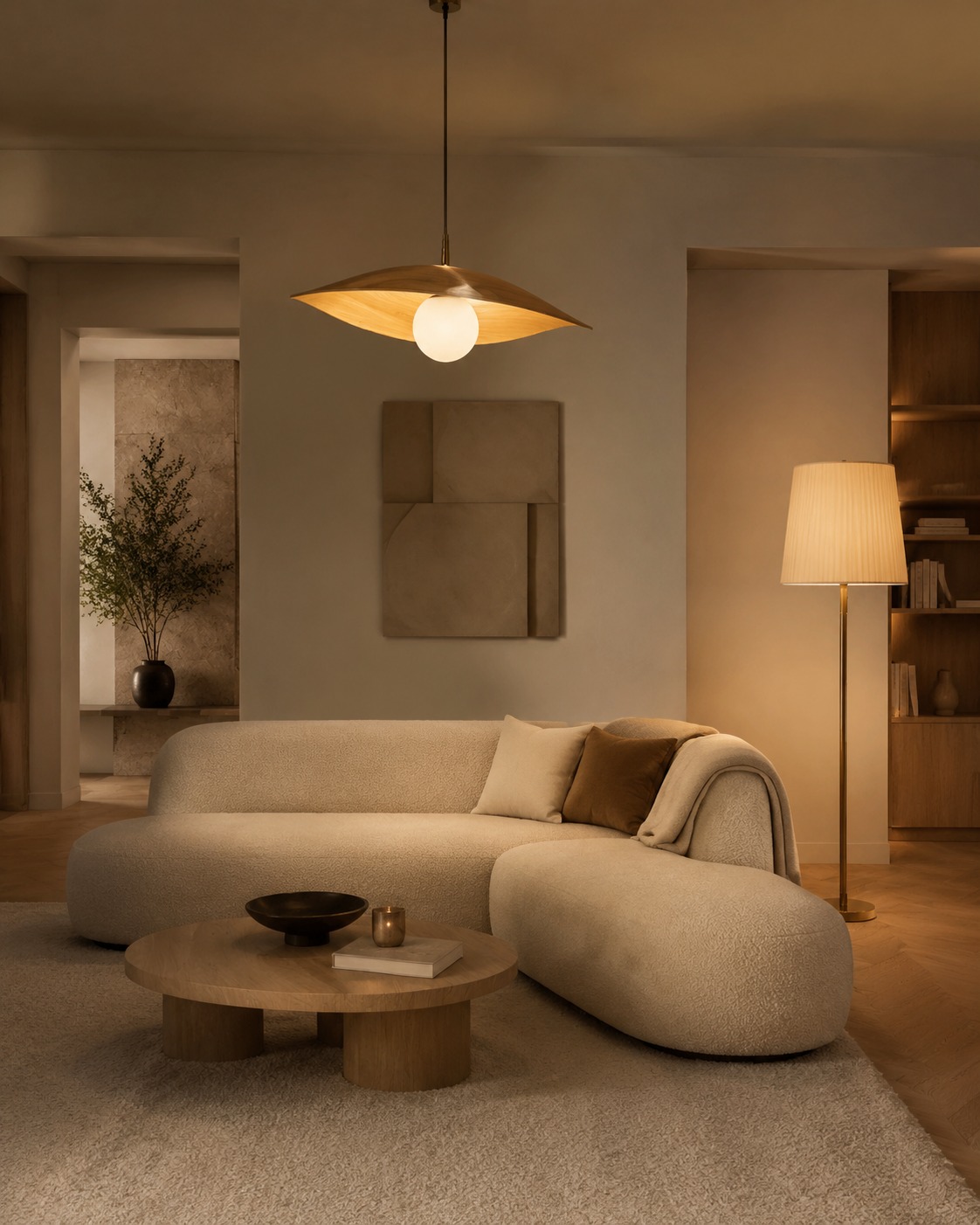 Warm lighting in a living room