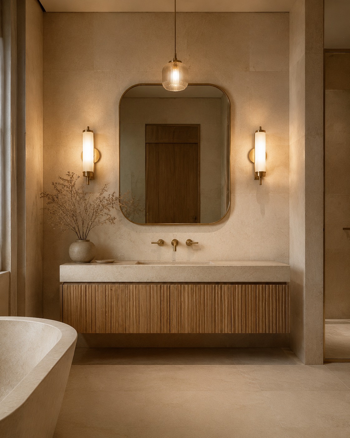 Balanced lighting in a bathroom