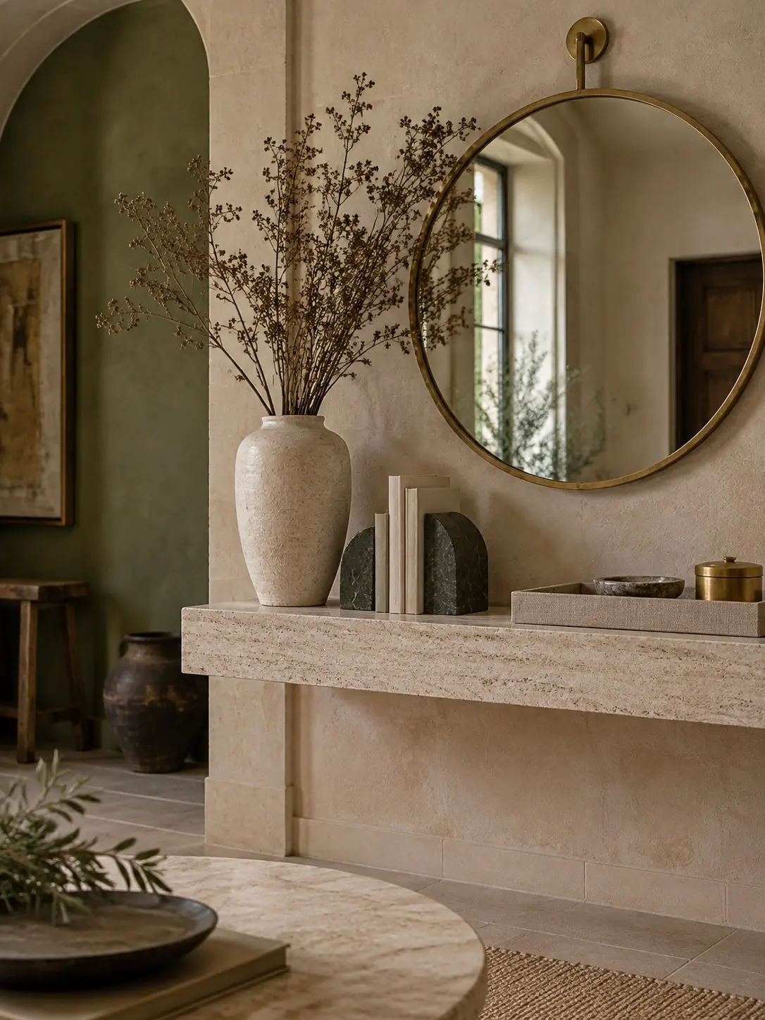 Ceramic objects on a console