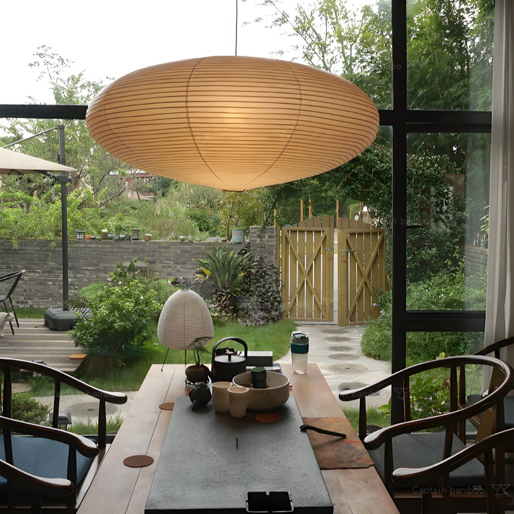 Suspension Luminaire Washi Japonais - Lampada MOP02-Ac - Papier Marbré Technique Italienne - Fabriqué Au Japon