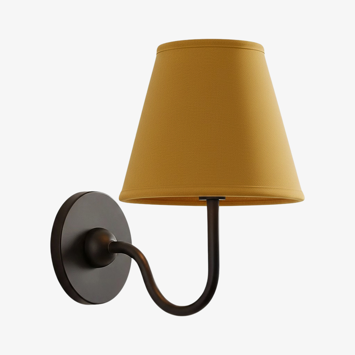 Mustard Yellow Plain linen shade on Matte Black