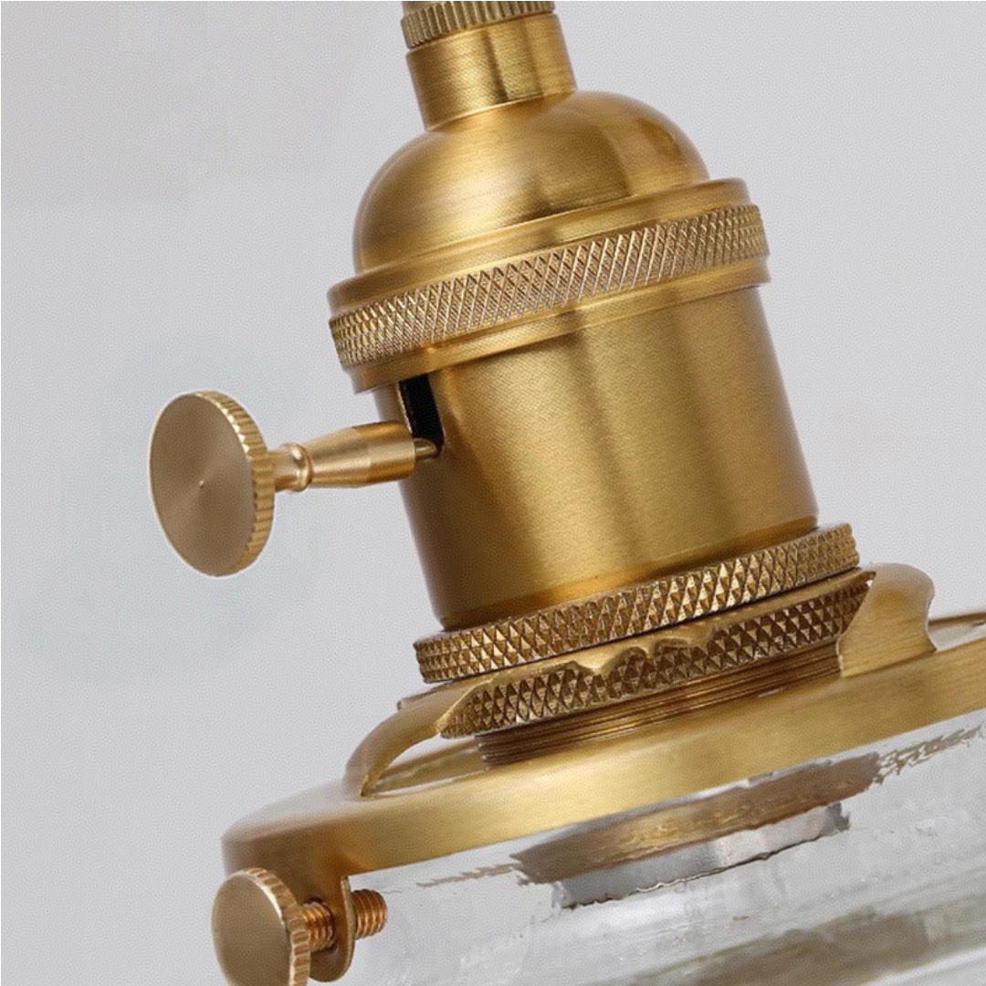 Brass holder and ribbed glass shade