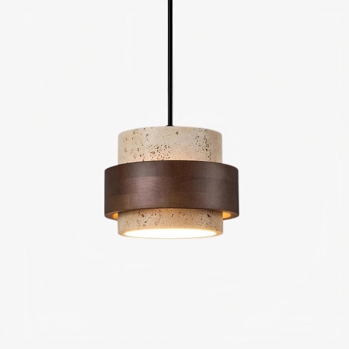 Stonel travertine cylinder with walnut band