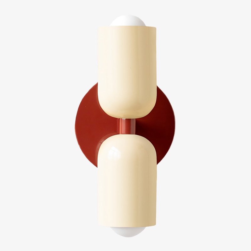 Red plate with creamy white cylinders