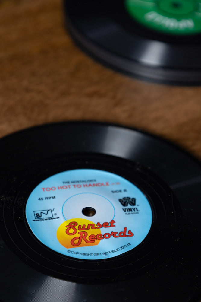 Set 6 Sottobicchieri In Vinile Formato Disco Record - Diametro 10 Cm, Rivestimento Speciale, Ideali Per Appassionati Di Musica