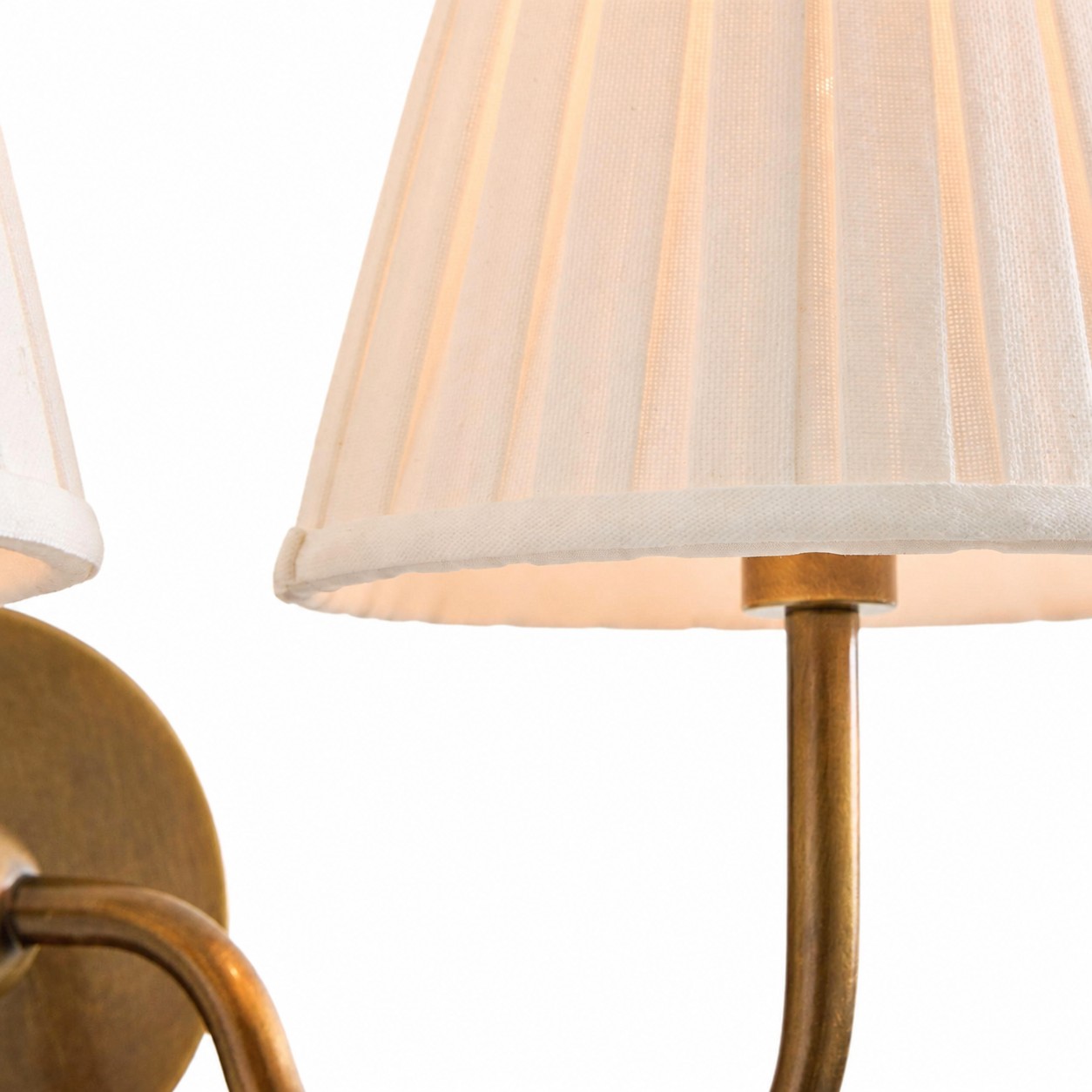 Close-up of a white pleated linen shade