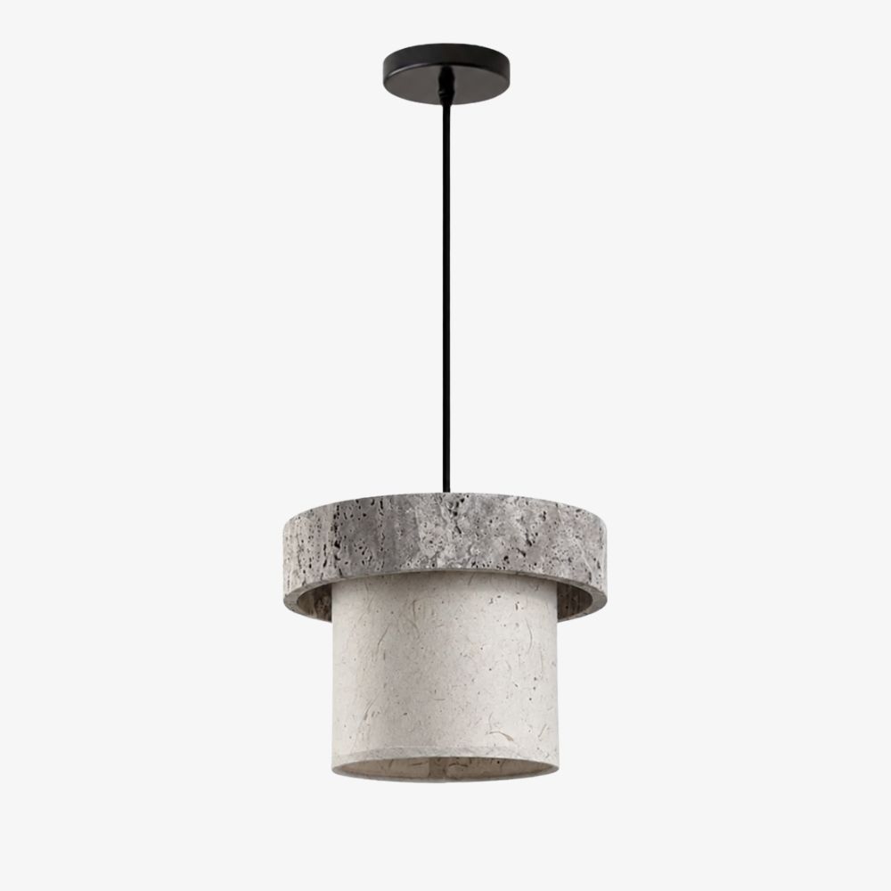 Diagramme des dimensions du pendentif en pierre de travertin gris style D