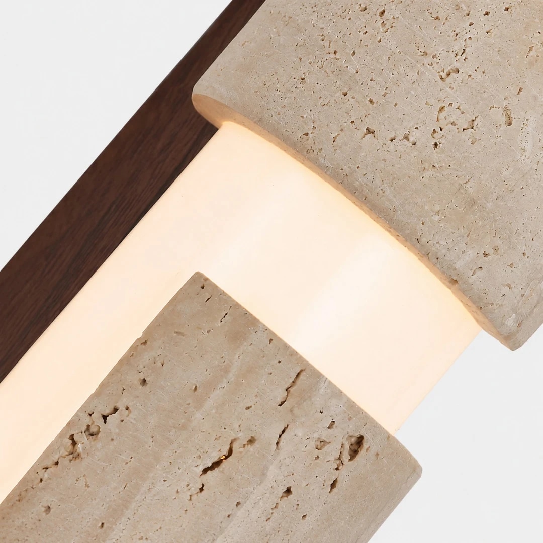 Support couleur noyer, diffuseur en acrylique et travertin poreux