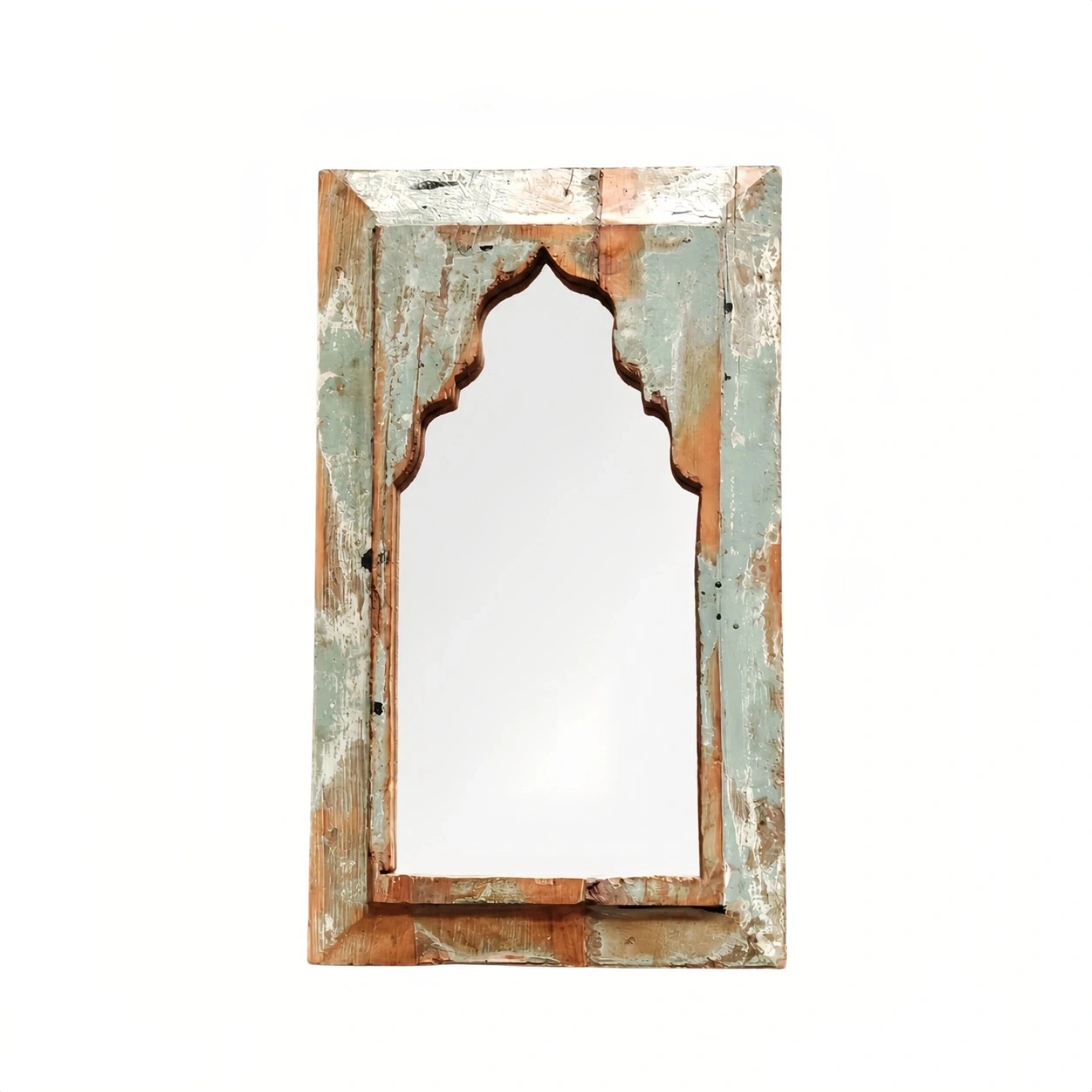 Rustic Carved Wood Arch Wall Mirror image 11