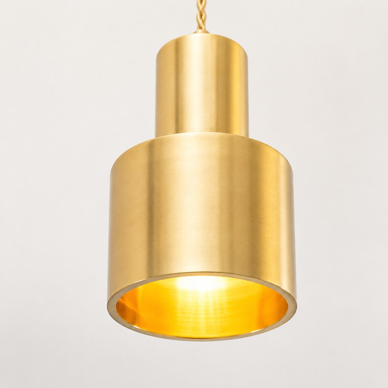 Close view of the brushed brass shade