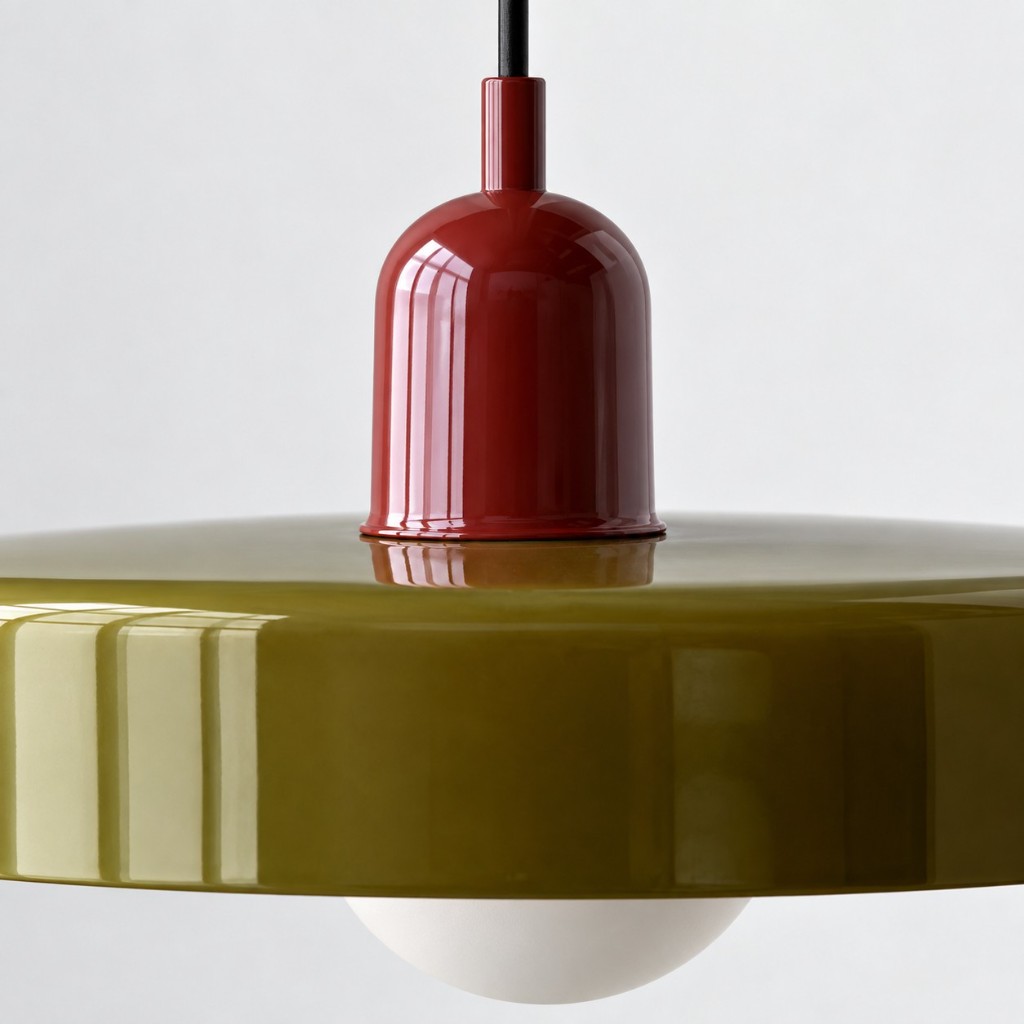 Close-up of disc, coloured cap, and white globe