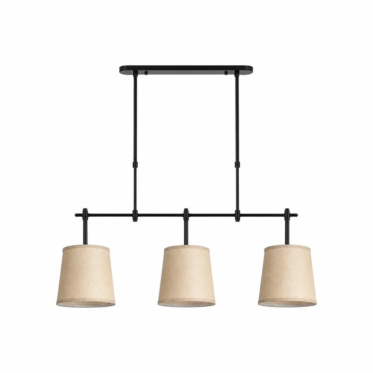 Dumora Beige shade Black finish linear chandelier
