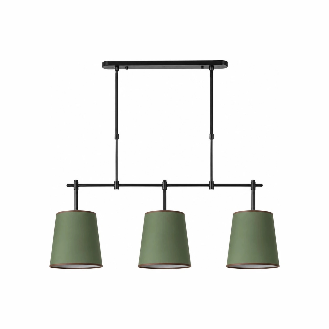 Dumora Green shade Black finish linear chandelier