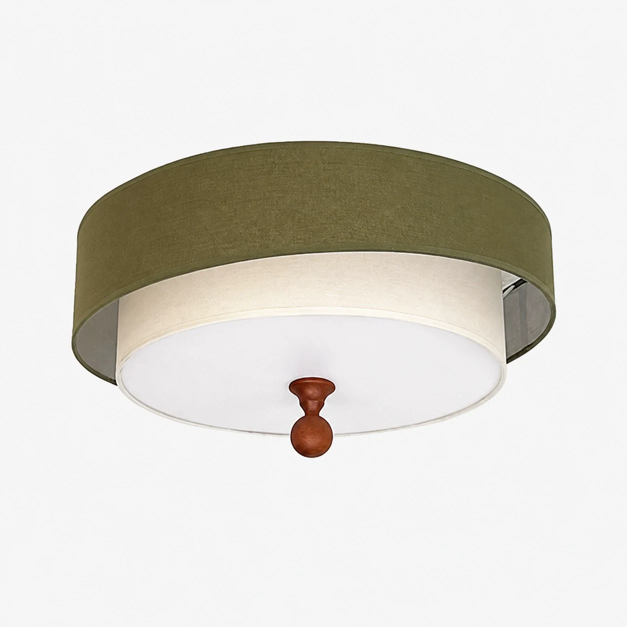 Green and white fabric flush mount ceiling light