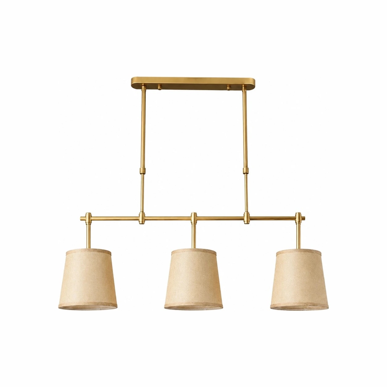 Dumora Beige shade Antique Brass finish linear chandelier