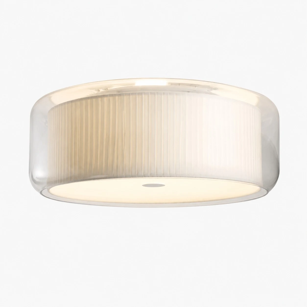 Style A white glass and fabric ceiling light