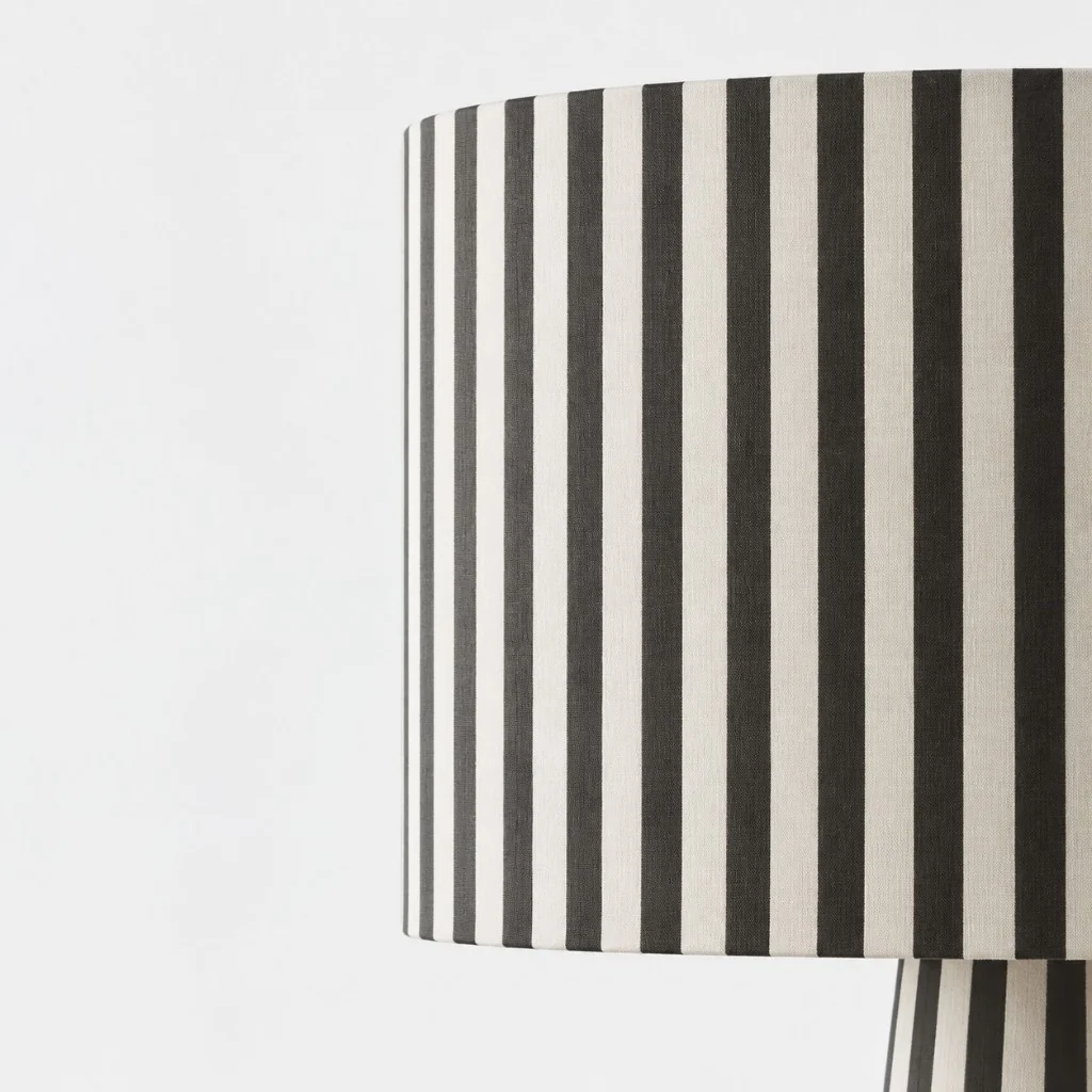 Close view of striped drum shade fabric