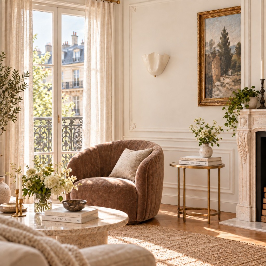 Cream glass wall lamp in a living room, unlit