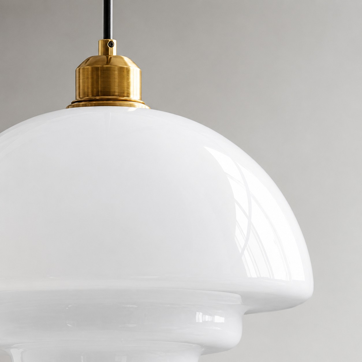 Opaline milk-glass shade and brass fitting