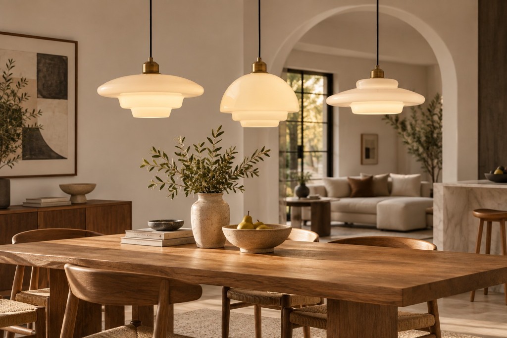 Opalisse Design A, B and C over a dining table