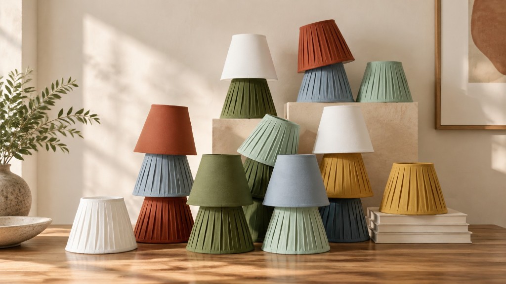 Linen shades in white, terracotta, sage, dusty blue, and mustard