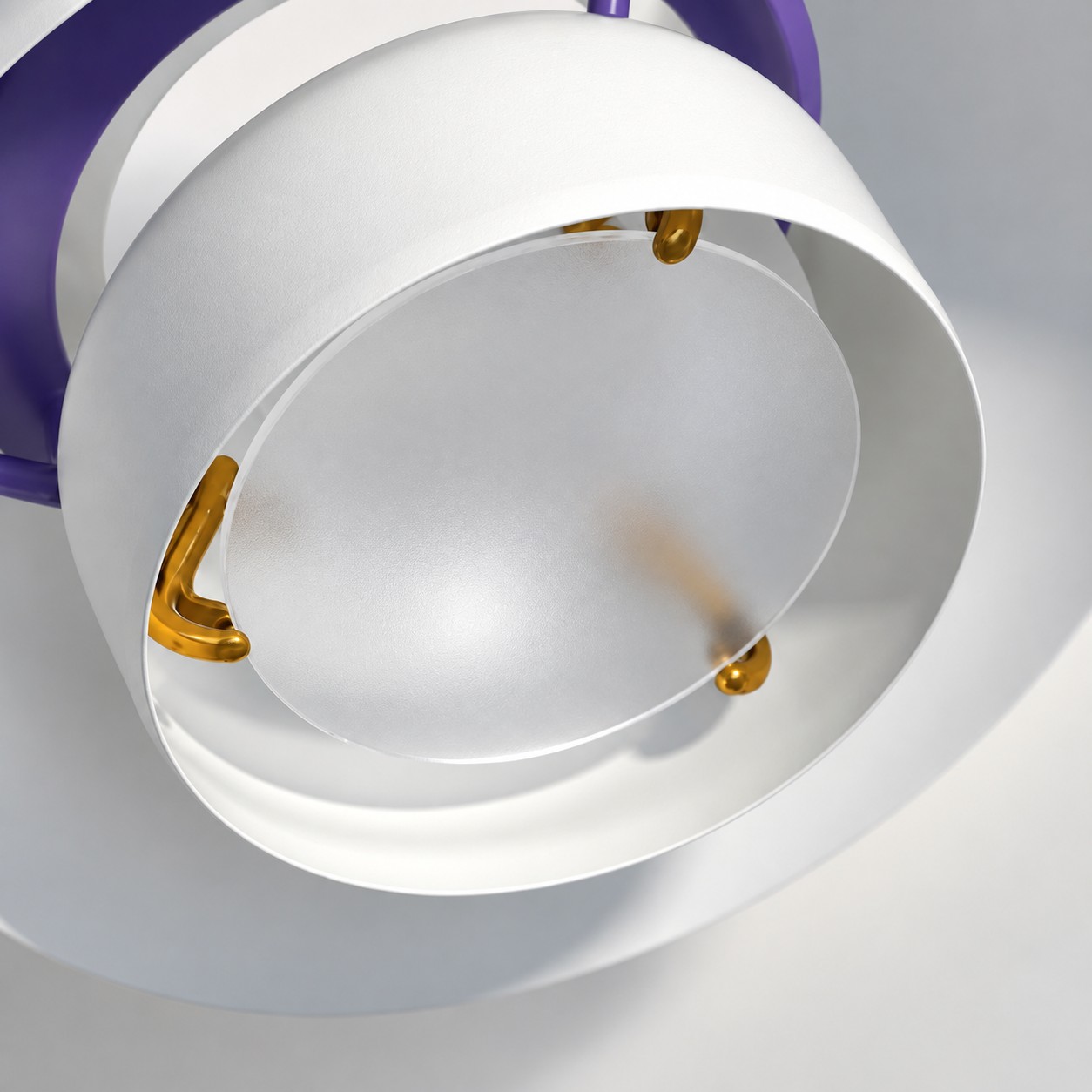 Matte inner bowl held by brass-toned clips