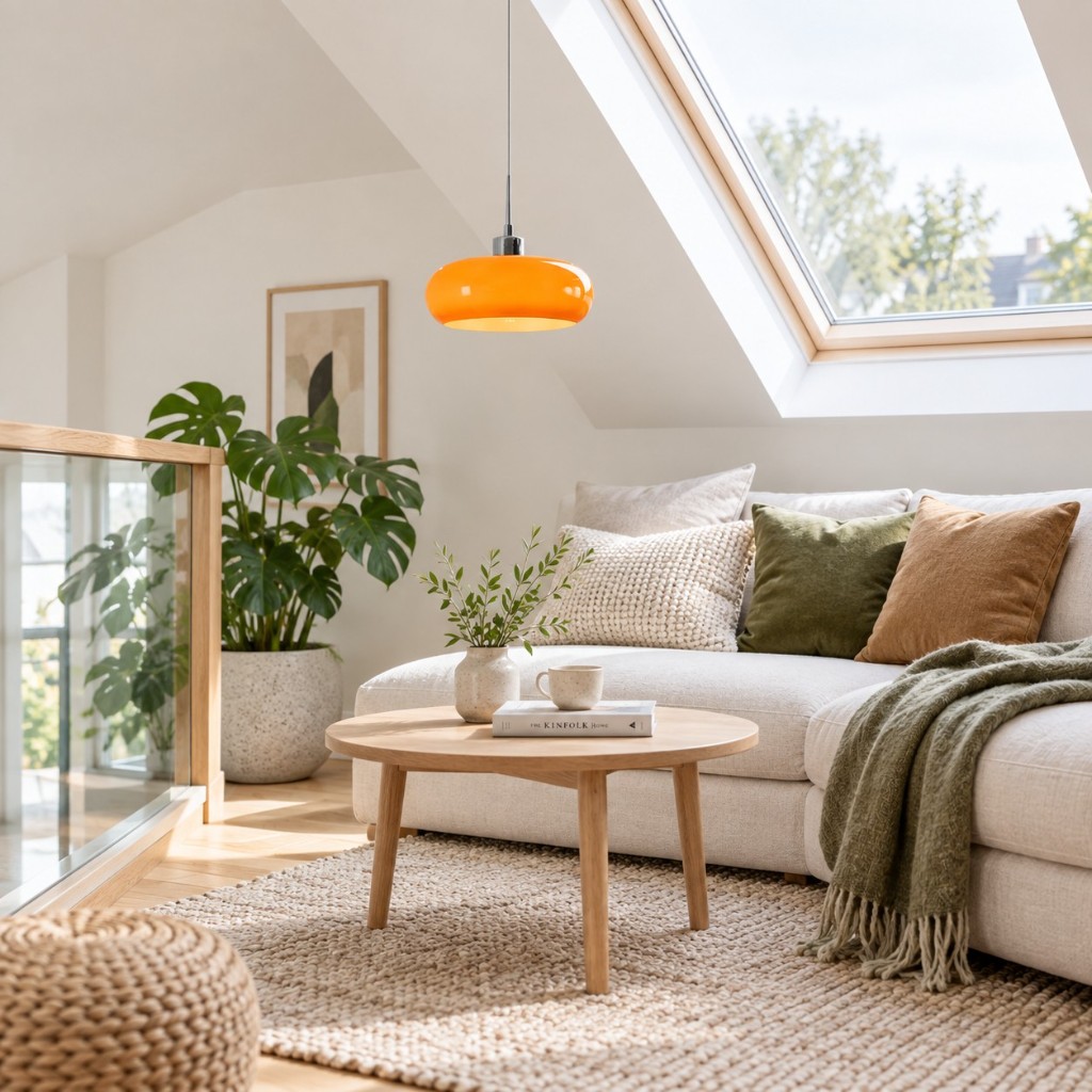 Orange Potivus in a living room, unlit