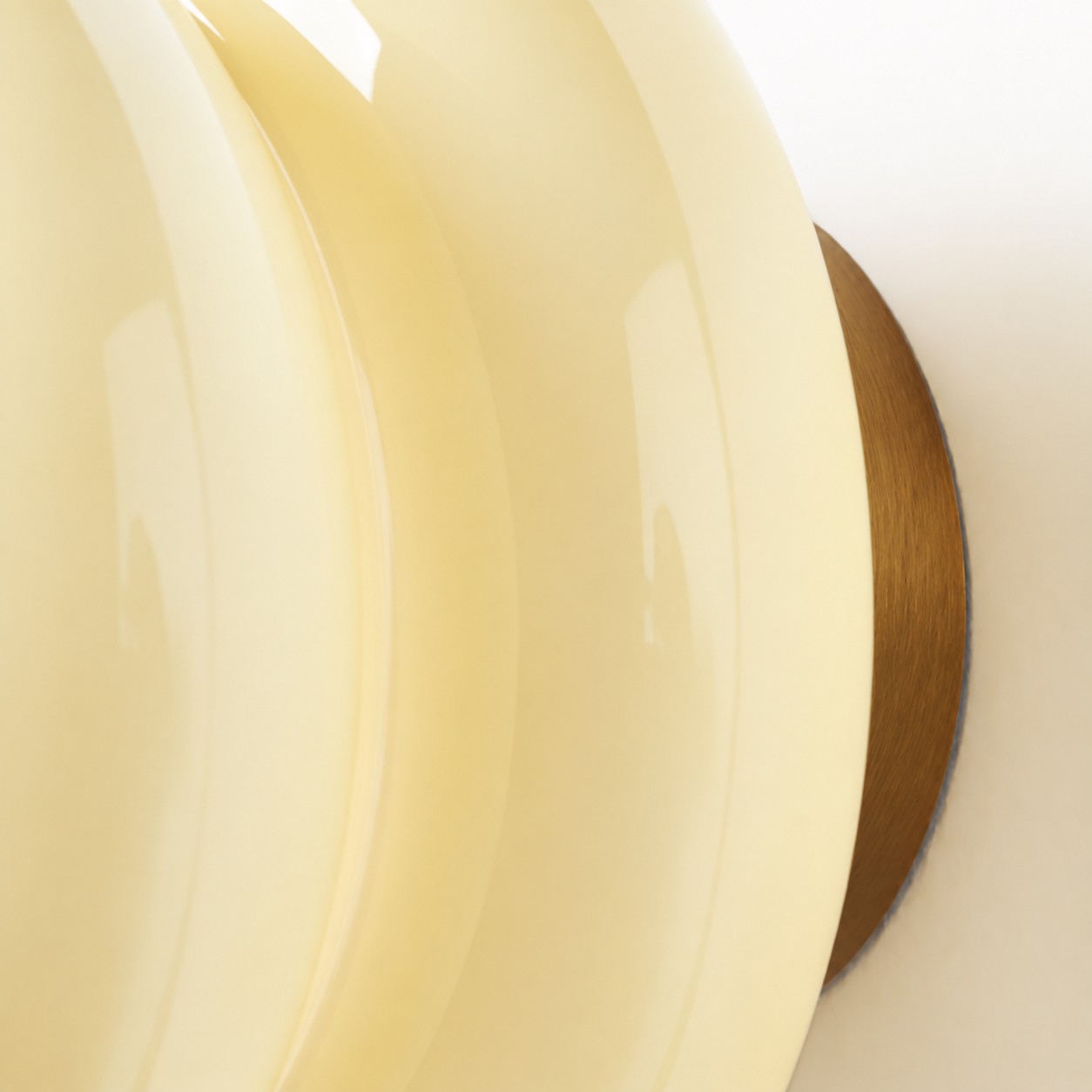 Opal glass meeting the brass backplate