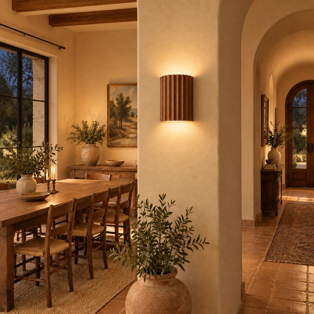 Orange Ribellex in a dining room, lit