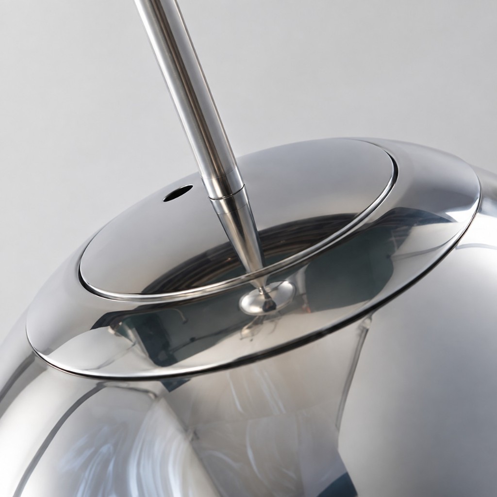 Polished metal cap and stem on the shade