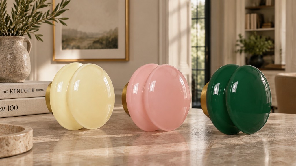 Baya opal glass wall lamps in yellow, pink, and dark green