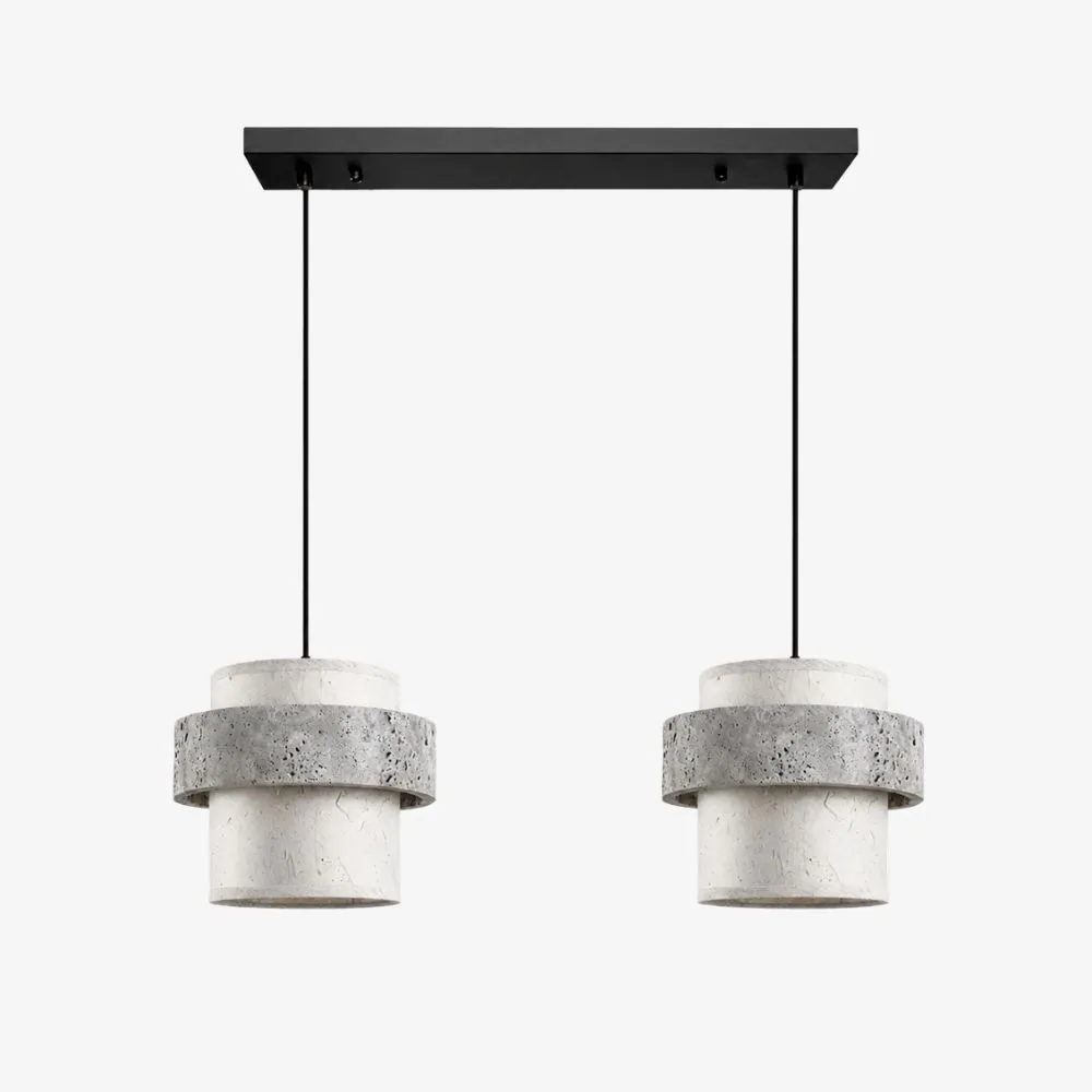 Style C gray travertine stone pendant light with two heads