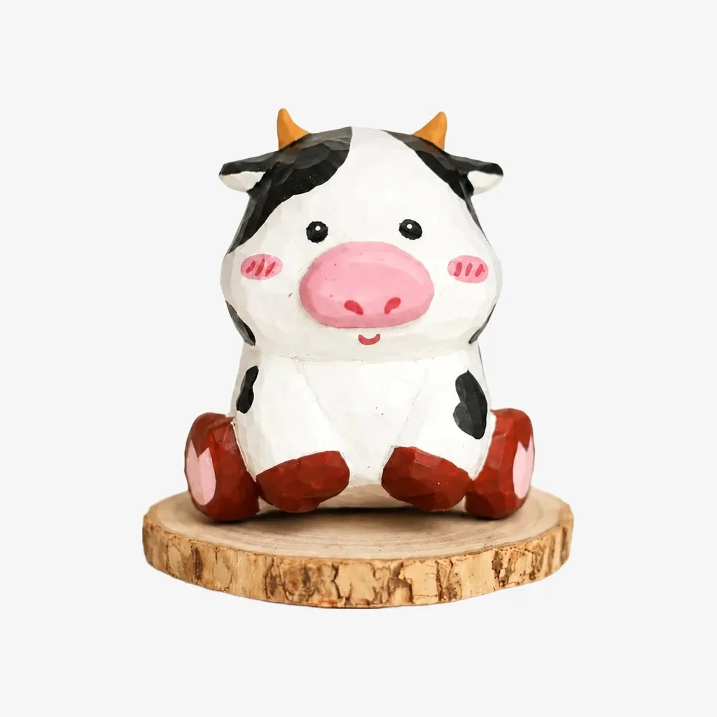 Hand-Carved Wooden Chinese Zodiac Animal Figurines