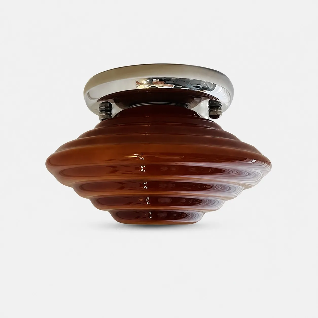 amber glass G9 ceiling light on gray background