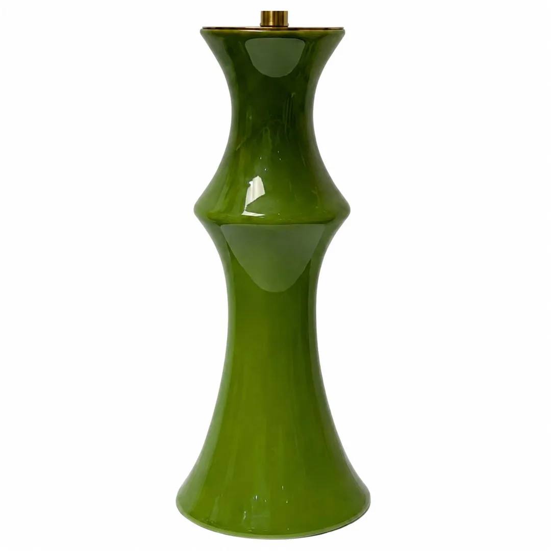 Close-up of glossy green ceramic base